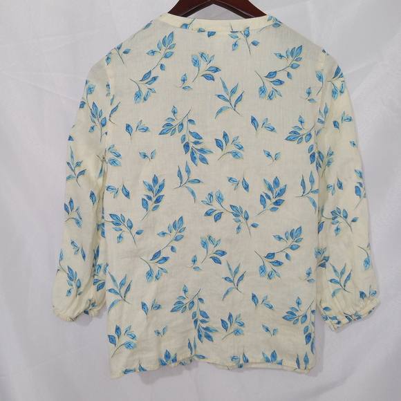 J. Jill Love Linen Pintuck Floral Blouse Womens S Petite Boho Cottagecore Top - Picture 3 of 14